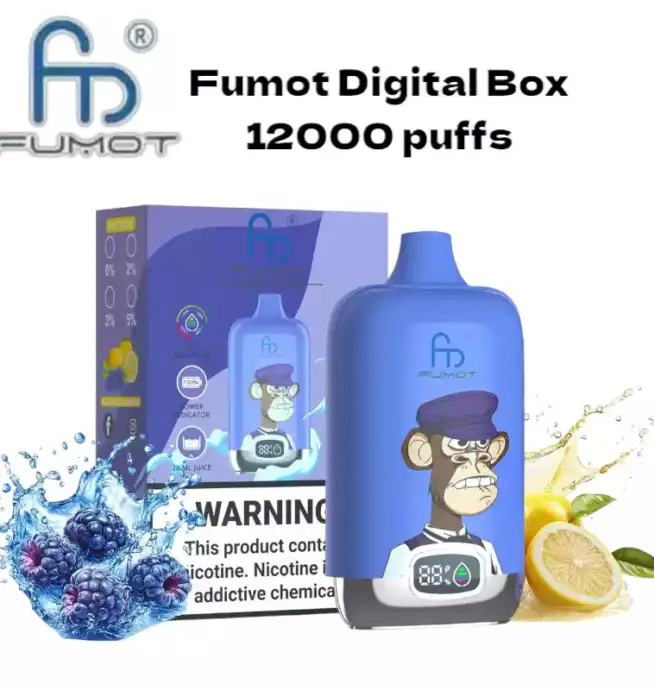 RandM Fumot Digital Box 12000 Puffs Disposable Vape Blue Razz Lemonade