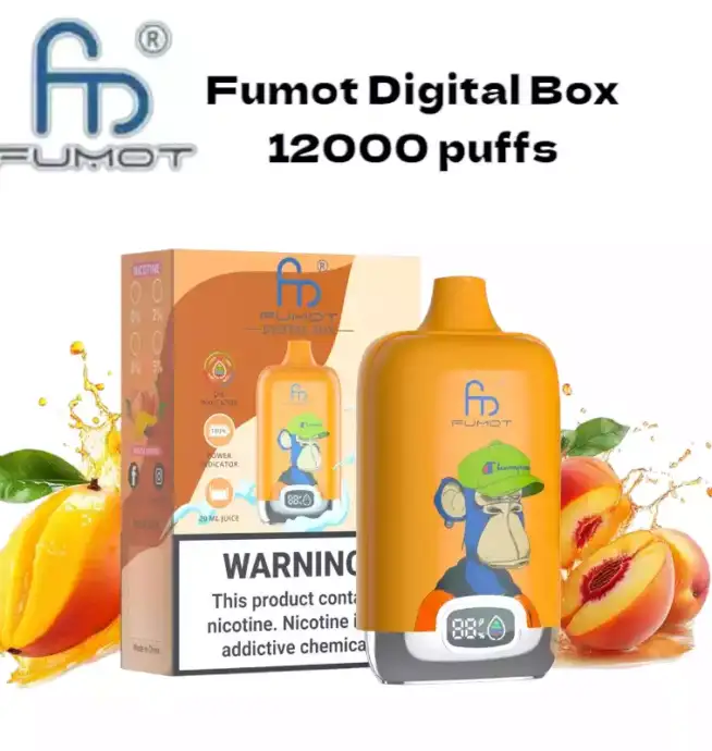 RandM Fumot Digital Box 12000 Puffs - Peach Mango Disposable Vape