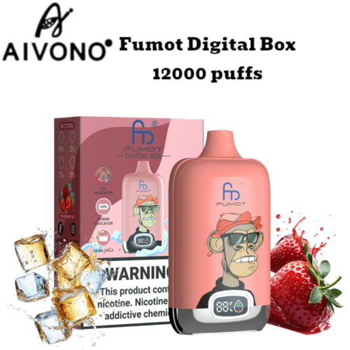 RandM Fumot Digital Box 12000 Puffs Strawberry Ice Disposable Vape