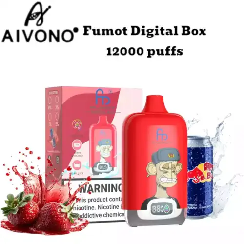 RandM Fumot Digital Box 12000 Puffs Strawberry Red Bull