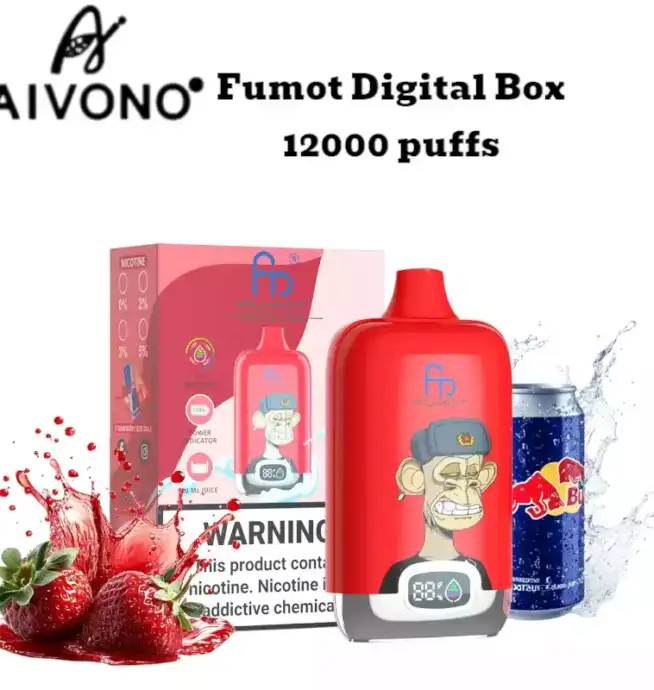 RandM Fumot Digital Box 12000 Puffs Strawberry Red Bull